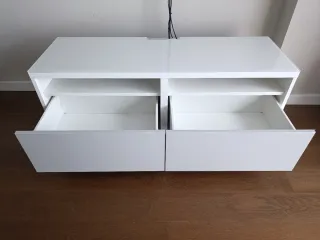 Mueble TV cristal 2 cajones blanco