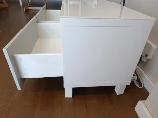 Mueble TV cristal 2 cajones blanco