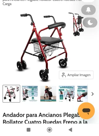 Andador Plegable 4 Ruedas con Freno