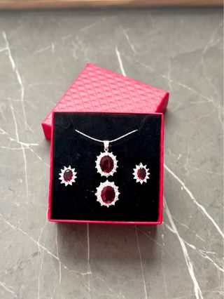 Set gioielli argento 925 zirconi rossi