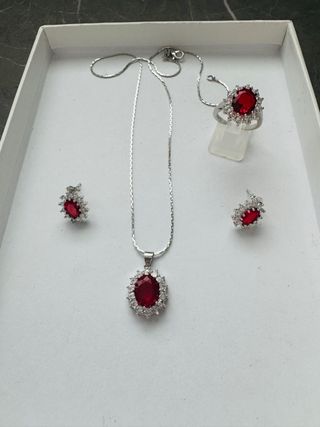 Set gioielli argento 925 zirconi rossi
