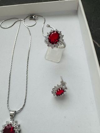 Set gioielli argento 925 zirconi rossi