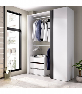 Kit Vestidor con Cortina 3 Cajones. Blanco