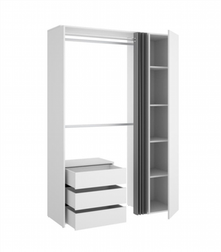 Kit Vestidor con Cortina 3 Cajones. Blanco