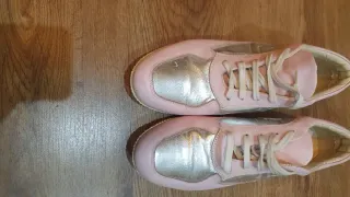 Zapatillas deportivas mujer rosa y dorado