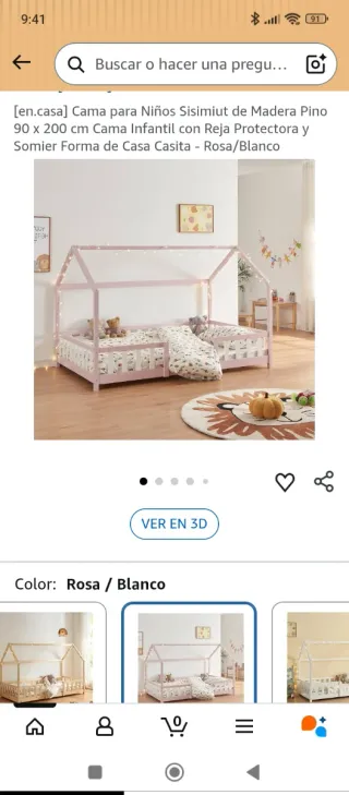Cama Infantil Madera Pino 90x200cm