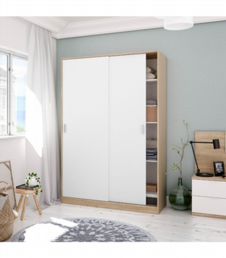 Armario 120x200x50cm Puertas Correderas. Blanco y