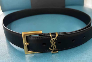 Cinturón YSL Negro Hebilla Dorada