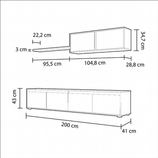 Mueble de Salón 200 cm. Blanco Artik y Roble Cana