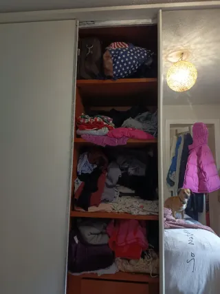 Armario 3 puertas madera y tela