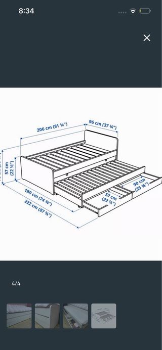Cama nido blanca con 2 cajones