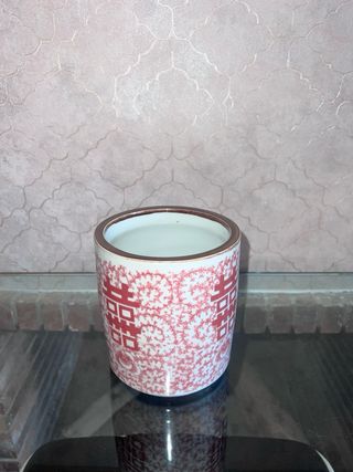 Maceta cerámica roja y blanca