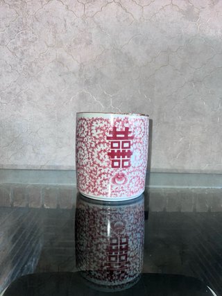 Maceta cerámica roja y blanca