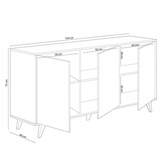Aparador 3 Puertas. Roble Canadian/Blanco Artik