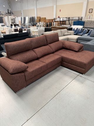 Sofá Chaise Longue Santorini Tela Marrón