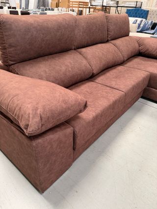 Sofá Chaise Longue Santorini Tela Marrón