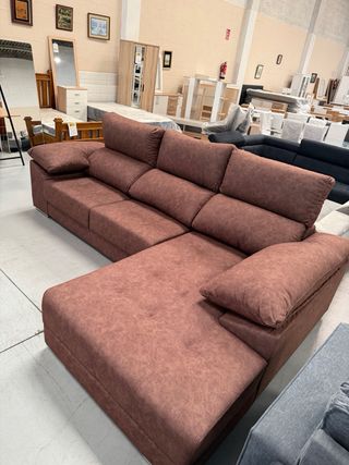 Sofá Chaise Longue Santorini Tela Marrón