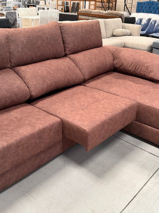 Sofá Chaise Longue Santorini Tela Marrón