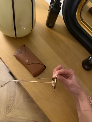 Gafas Ray-Ban Rectangulares Lentes Verdes Dorado