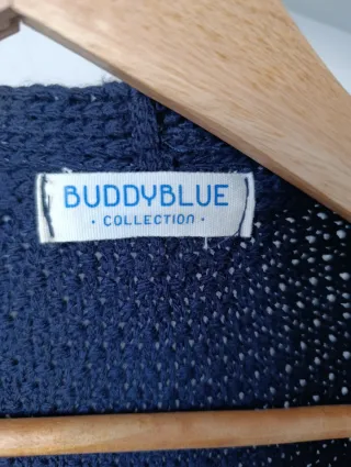 Chaqueta larga de punto azul