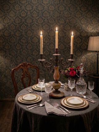 Candelabro Vintage Bronce y Ónix 3 Brazos