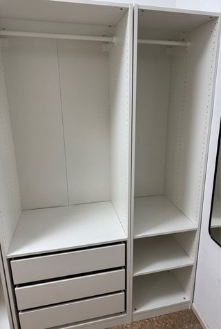 Armario PAX, mueble TV BESTA, cama canapé