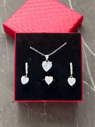 Set Argento 925 Zircone Cuore