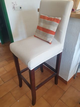 2 Taburetes Altos Beige/Marrón para Tapizar