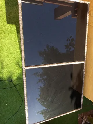 Mesa de jardín cristal y mimbre