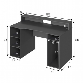 Escritorio Mesa Ordenador Gamer. Gris Antracita
