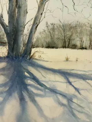 Lámina acuarela paisaje invierno