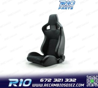 ASIENTO DEPORTIVO SEMI BAQUET ESTILO RS ALCANTARA CUERO NEGR