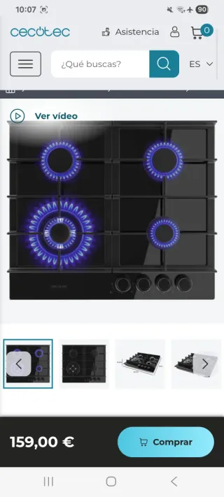 Placa de gas Cecotec 4 fuegos a estrenar