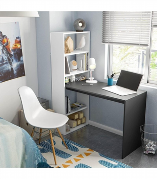Escritorio Estantería. Blanco-Gris Antracita