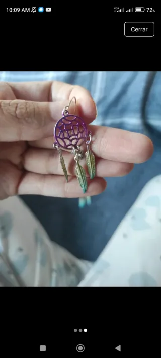 Pendientes atrapasueños morado y plata