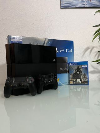 PS4 (PlayStation 4) Negra + Juego Y Mandos