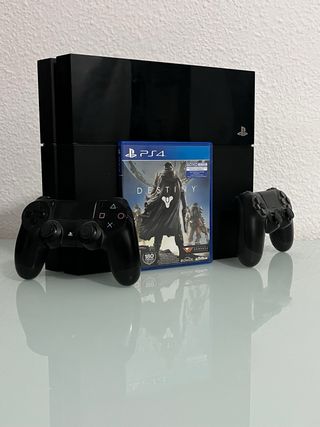 PS4 (PlayStation 4) Negra + Juego Y Mandos