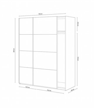 Armario150 X 200 X 60 Cm 2 Puertas Correderas. Bl