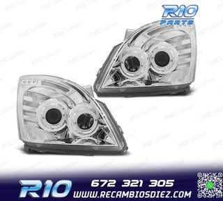 FAROS TOYOTA LAND CRUISER FJ120 03-08 OJOS ANGEL FONDO CROMO