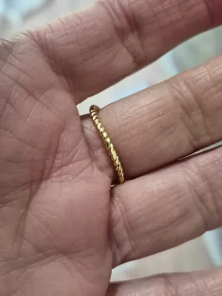 Anillo Doble Perla Chapado Oro Ajustable