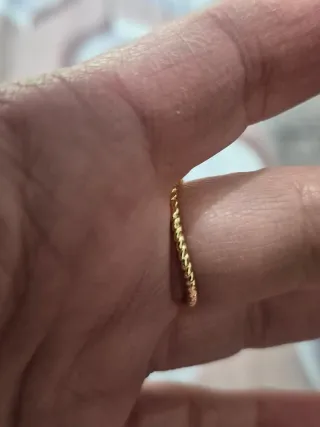 Anillo Doble Perla Chapado Oro Ajustable