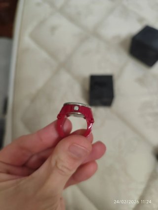 Orologio anello Toy watch rosso e argento