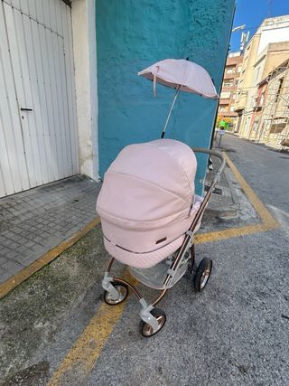Carro Bebecar Rosa con Sombrilla