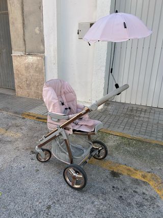 Carro Bebecar Rosa con Sombrilla