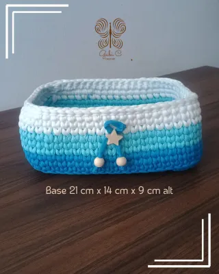 Set 3 Cestini Uncinetto Fatti a Mano