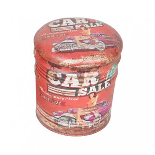 Set 2 Pouf Contenitore Poggiapiedi in MDF e PVC