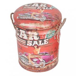 Set 2 Pouf Contenitore Poggiapiedi in MDF e PVC