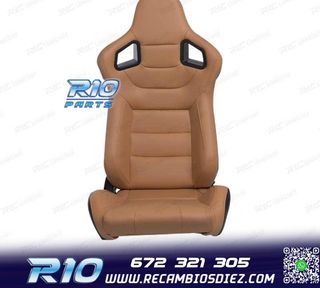 KIT ASIENTO DEPORTIVO SEMI BAQUET ESTILO RS CUERO BEIGE