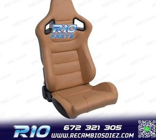 KIT ASIENTO DEPORTIVO SEMI BAQUET ESTILO RS CUERO BEIGE