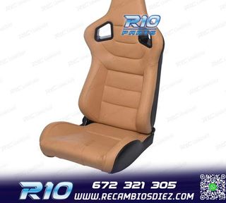 KIT ASIENTO DEPORTIVO SEMI BAQUET ESTILO RS CUERO BEIGE